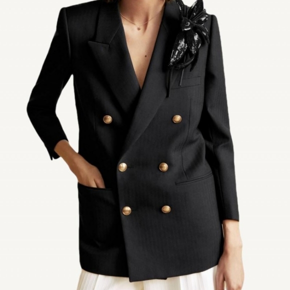 Vintage Express Long Gold and Black Blazer - Picture 2 of 12